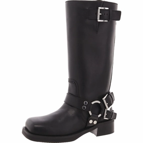 40F4CBFB7L Womens Buckle Leather Mid-Calf Boots Womens Winter Boots promo deal