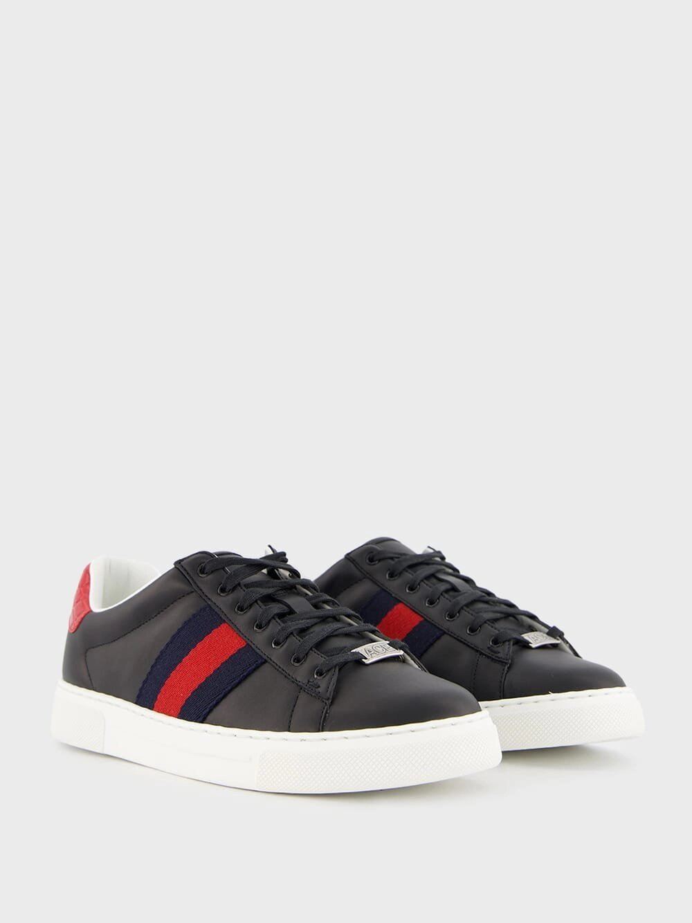 Ace Web-Trim Leather Sneakers