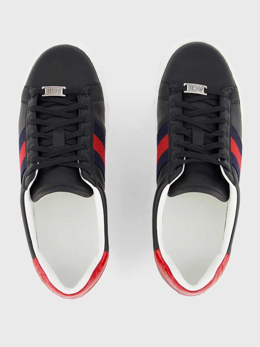 Ace Web-Trim Leather Sneakers