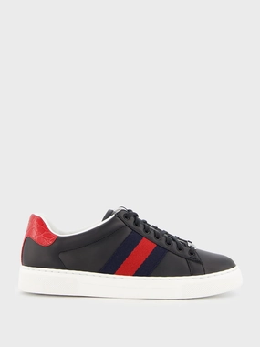 Ace Web-Trim Leather Sneakers Promo deal Mens Sneakers