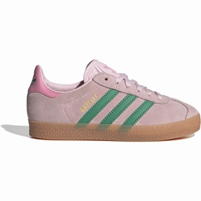 adidas Originals Clear Pink Court Green Bliss Pink Gazelle C Sneakers Kids Sneakers with Laces sale