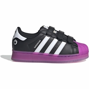 adidas Originals Core Black/Purbur/Cloud White Superstar Led Lights Cf C Sneakers Kids Velcro Sneakers discount
