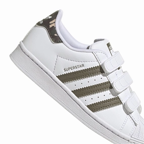 adidas Originals Superstar Sneakers White / Olive Kids Velcro Sneakers discount