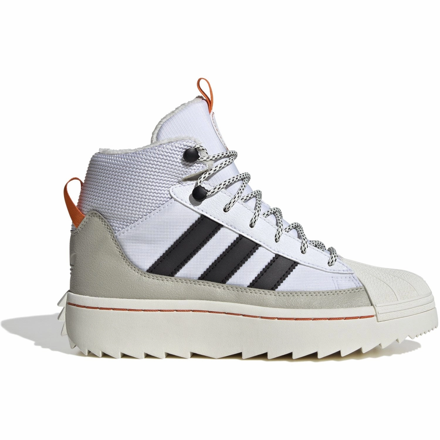 adidas Originals White/Core Black/Putty Grey Superstar Winter Trek J Boots Cheap Kids Winter Footwear