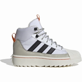 adidas Originals White/Core Black/Putty Grey Superstar Winter Trek J Boots Cheap Kids Winter Footwear