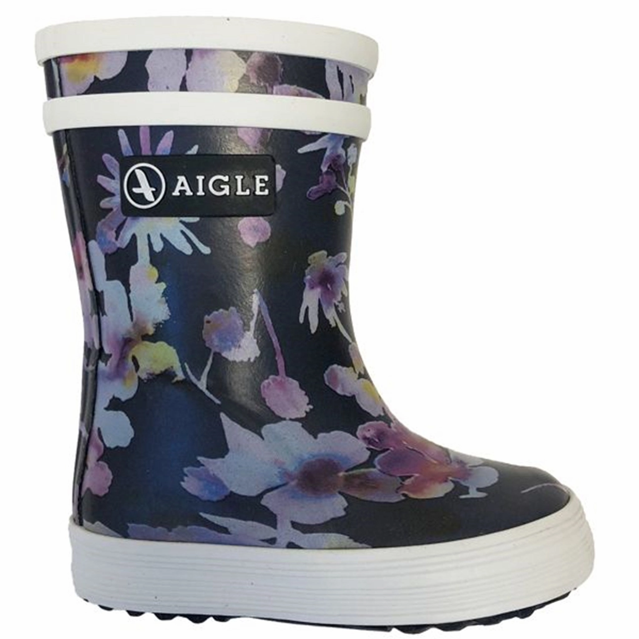 Aigle Baby Flac Wellies Dark Flowers Kids Rain Boots with free shipping