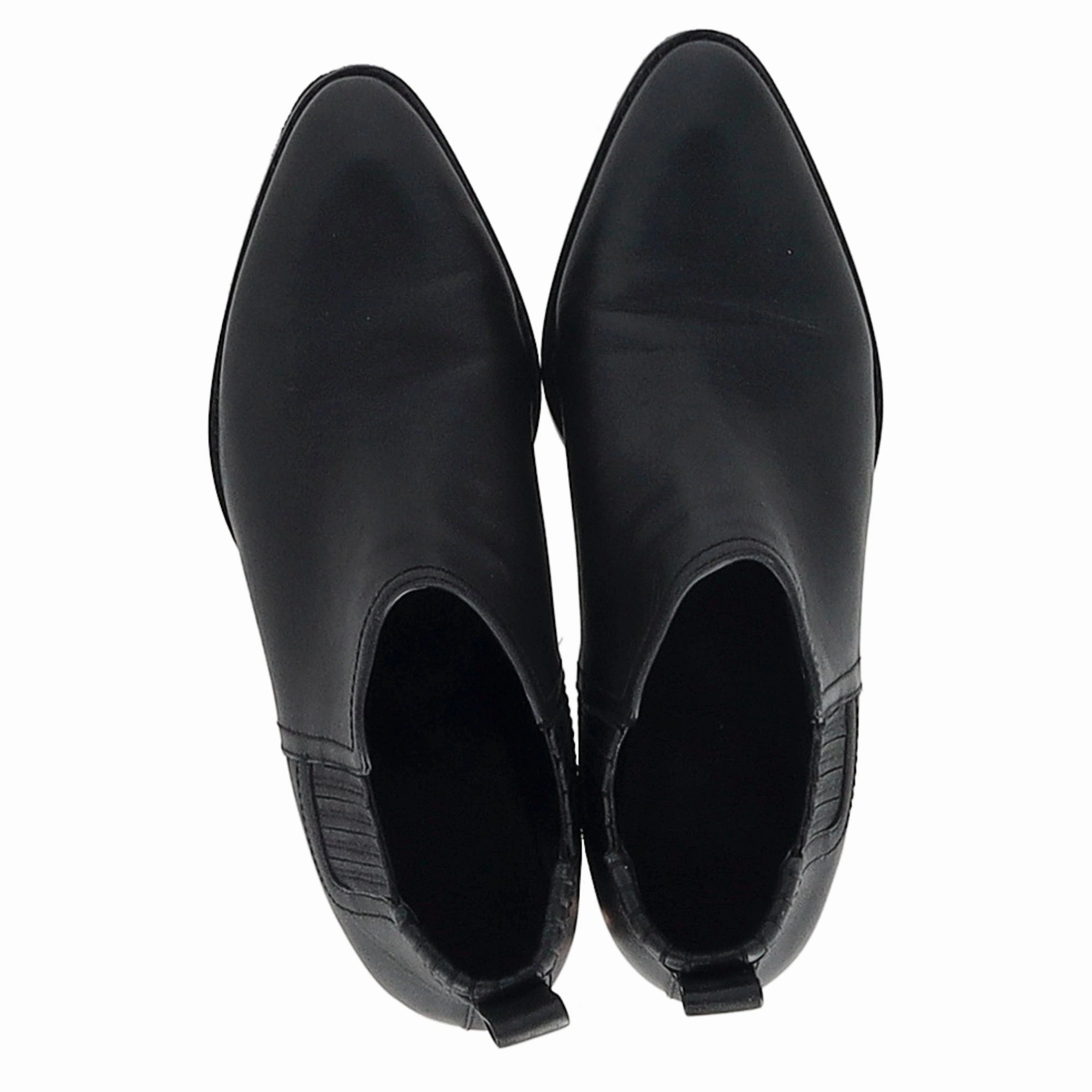 Alexander Wang Kori Cut-Out Ankle Boots in Black Calfskin Leather