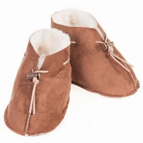 Alwero Baby Slippers Emo Velours Dark Brown Wool Slippers Kids clearance