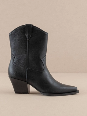 Ames Short Cowboy Boot In Black Comfortable Womens Boots low price