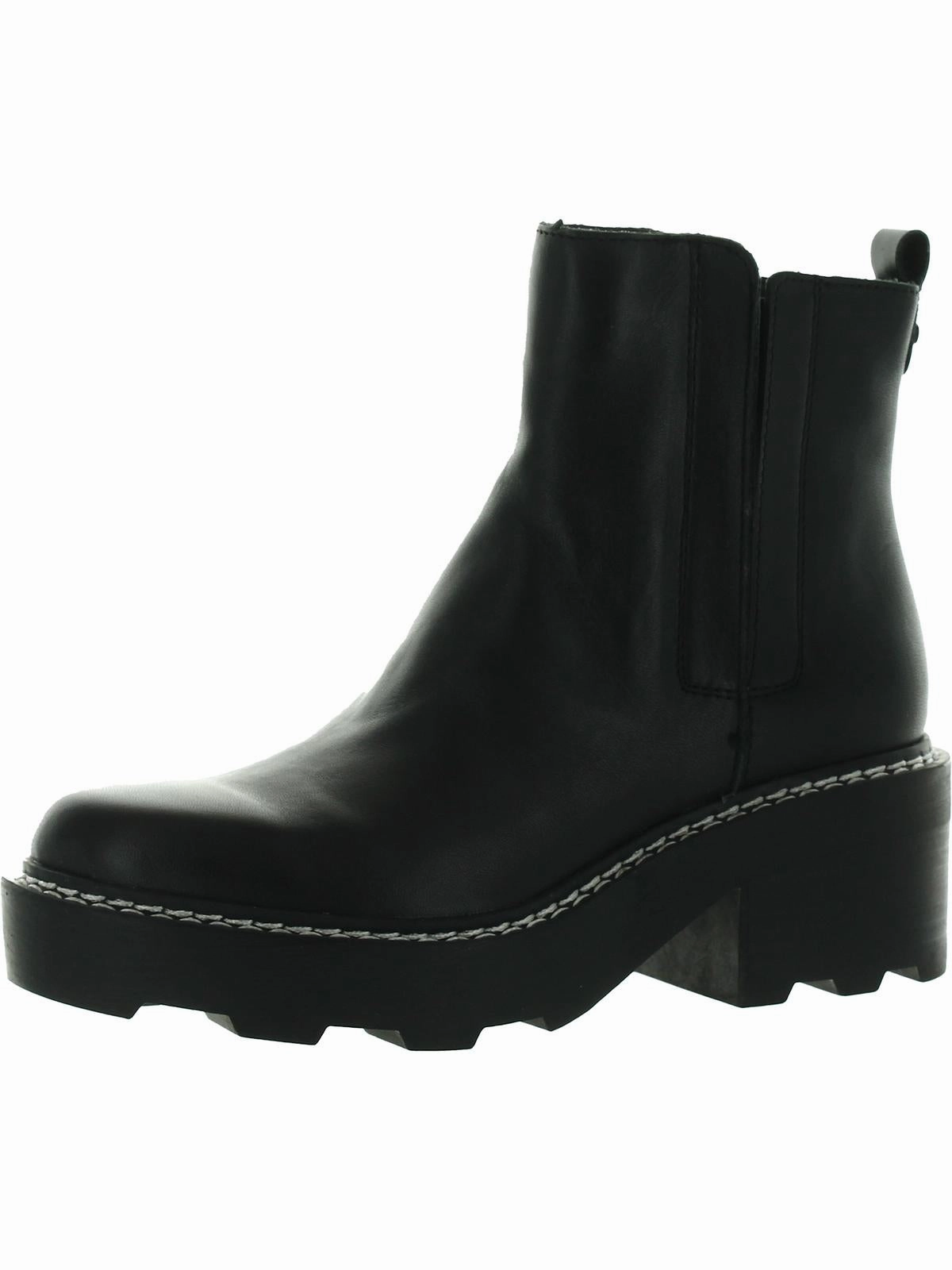 Amina Womens Leather Block Heel Chelsea Boots