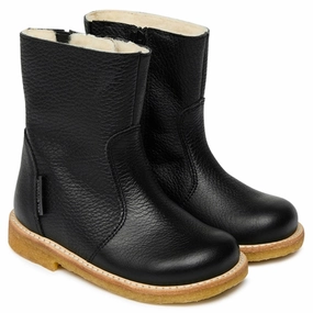 Angulus Basic Tex Boots w Zipper Black Cheap Kids Winter Footwear