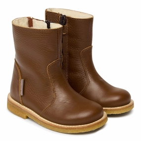Angulus Basic Tex Boots w Zipper Cognac Cheap Kids Winter Footwear
