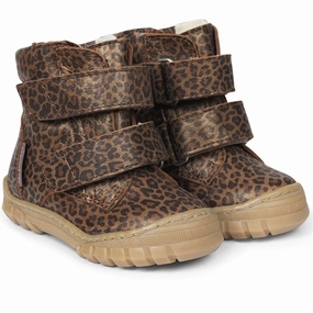 Angulus Beginner Tex Boots w Velcro Brown Leo Cheap Kids Winter Footwear