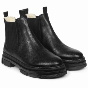 Angulus Black/Black Chelsea boot with elastic and wool lining Kids Chelsea Boots sale