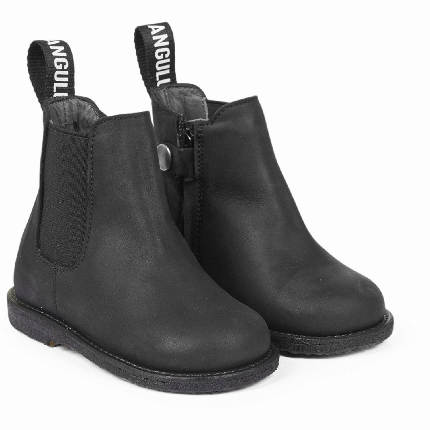 Angulus Black/Black Chelseastvle Med LAndobnd Og Zipthrough Kids Chelsea Boots sale