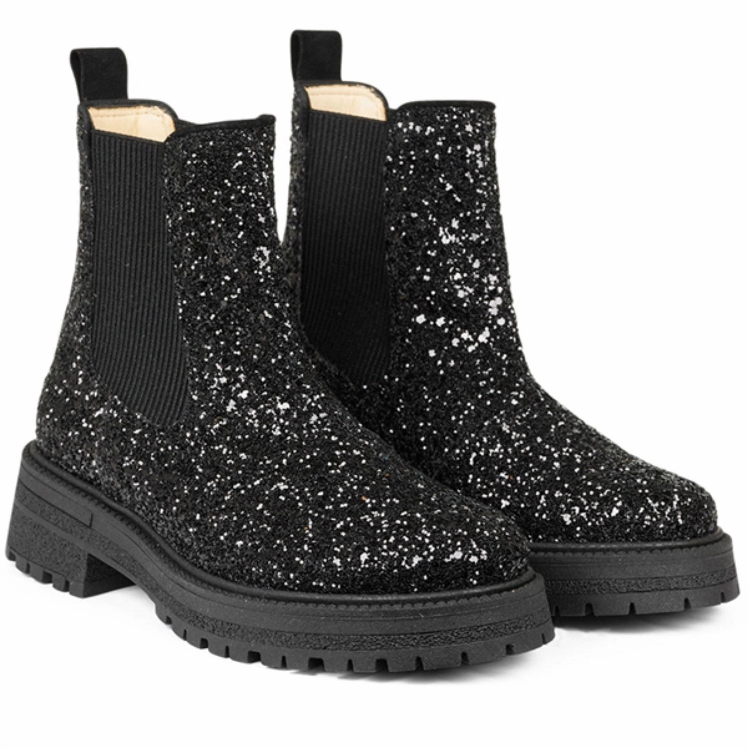 Angulus Black Glitter/Black/Black Glitter Chelsea Boot P Trackl Kids Chelsea Boots sale
