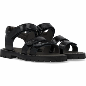 Angulus Black Justerbar Leathersandal Med Velcro Kids Open Sandals cheap sale