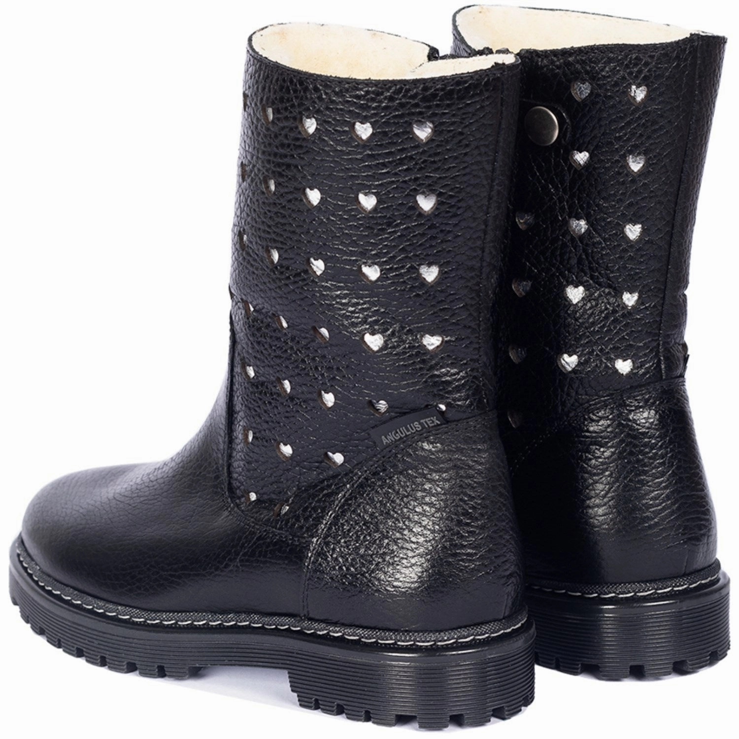 Angulus Black Tex-Boot Med Udstansede Slvhjerter