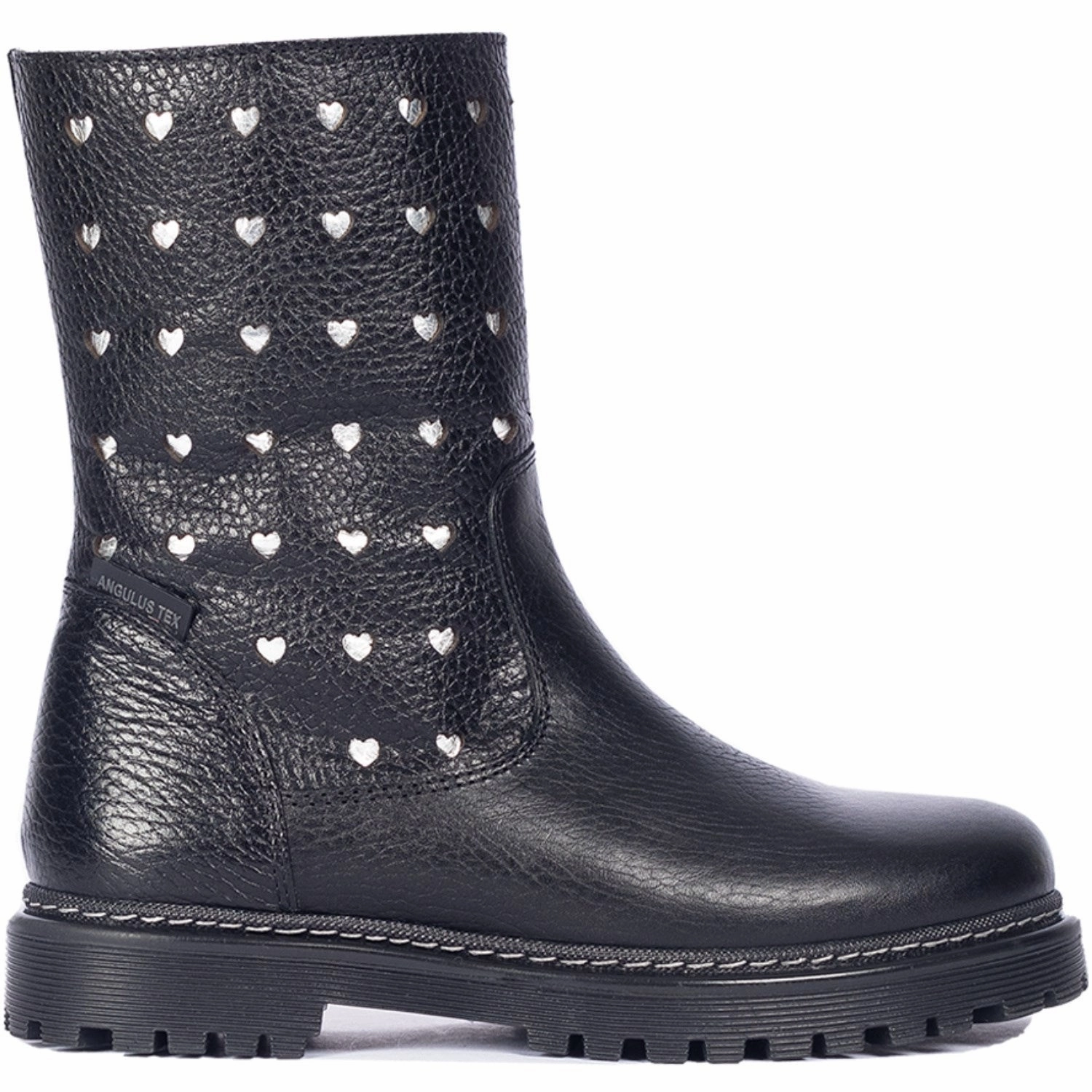 Angulus Black Tex-Boot Med Udstansede Slvhjerter