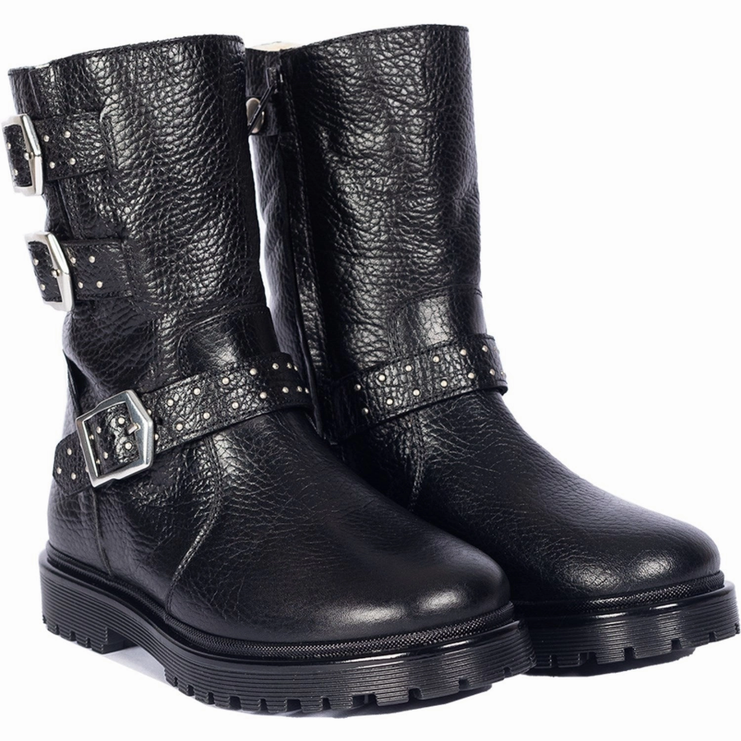 Angulus Black Tex boot with rivets, buckles and zipper Cheap Kids Winter Footwear