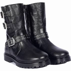 Angulus Black Tex boot with rivets, buckles and zipper Cheap Kids Winter Footwear