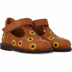 Angulus CAndnac Klassisk Beginner Mary Jane's Med Solsikkebroderi Beginner Shoes With Velcro Kids promo