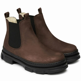 Angulus Chelsea Boots w Elastic and Wool Lining Brown/Black Winter Boots for Kids on sale