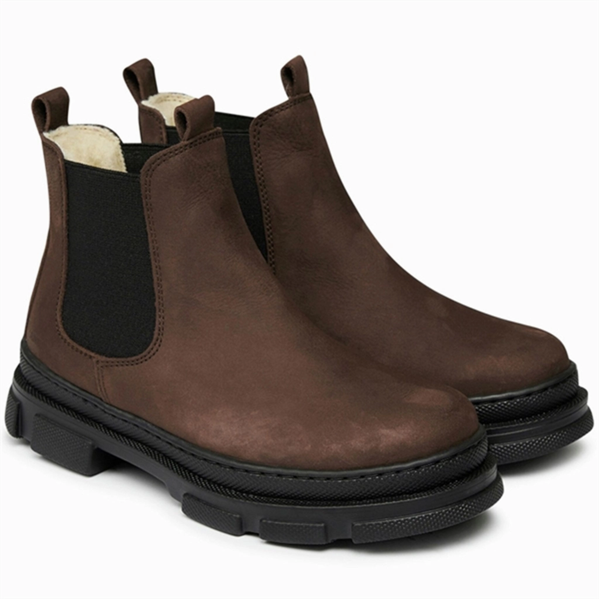 Angulus Chelsea Boots w Elastic and Wool Lining Brown/Black Winter Boots for Kids on sale