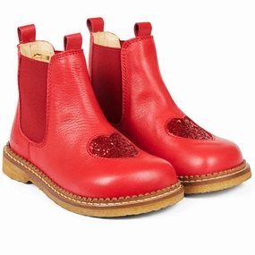 Angulus Chelsea Boots With Heart Red/Red Glitter/Red Elastic Kids Chelsea Boots sale