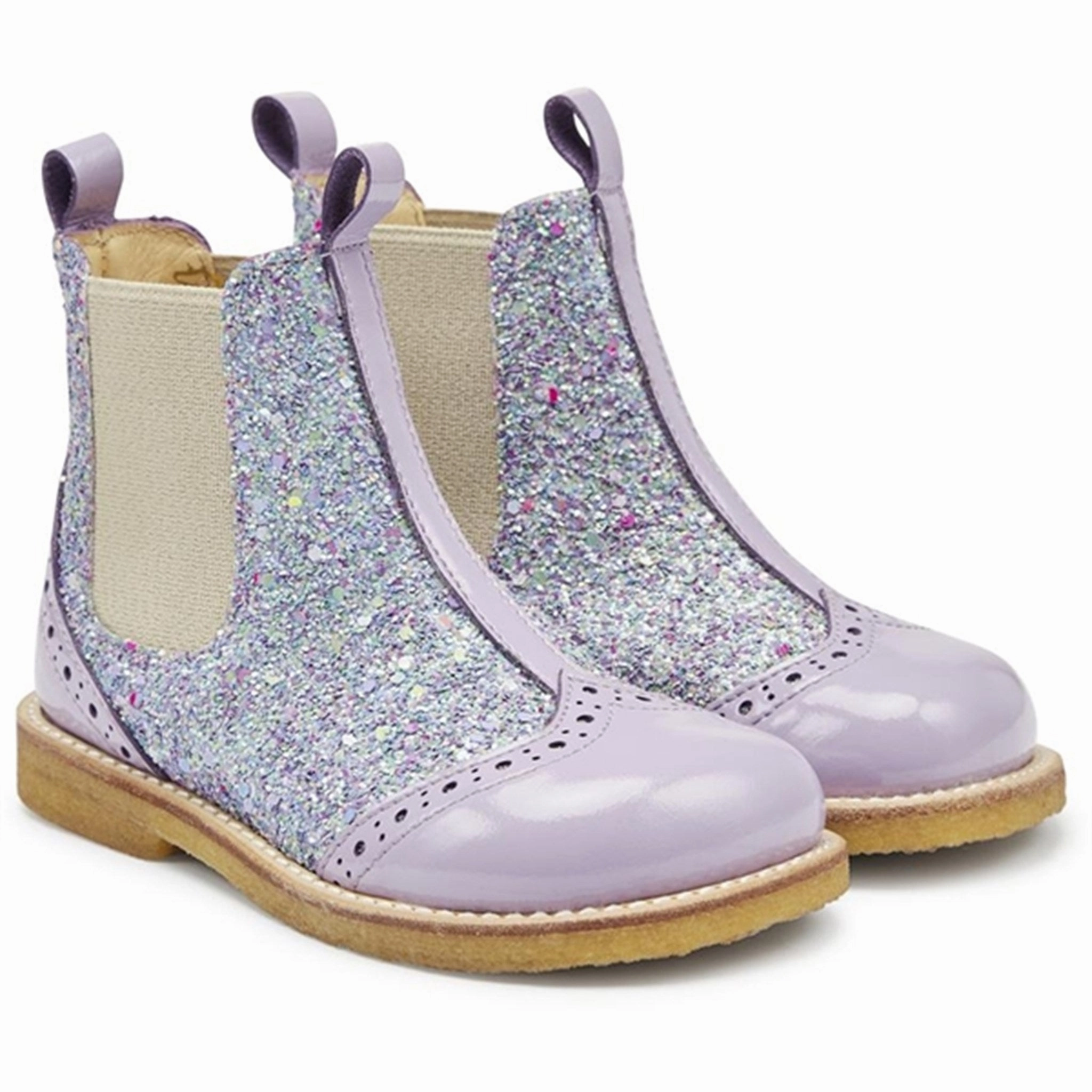 Angulus Chelsea Stvle Lilac/Congetti Glitter/Beige Elastic Kids Chelsea Boots sale