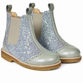 Angulus Chelsea Stvlet W. Elastic Band Mint/Mint Glitter/Beige Kids Chelsea Boots sale