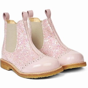 Angulus Chelsea Stvlet W. Elastic Band Rose/Rose Glitter/Beige Kids Chelsea Boots sale