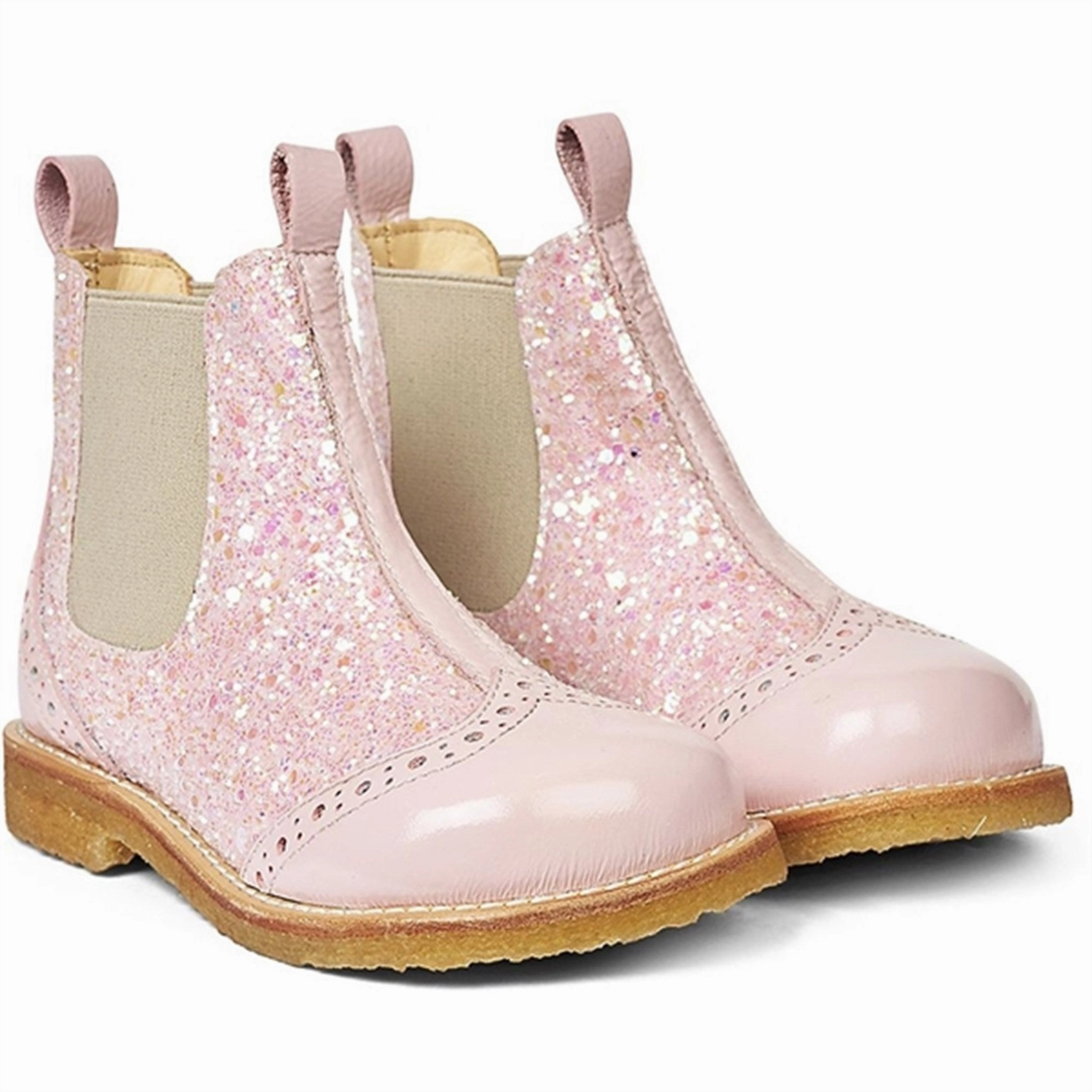Angulus Chelsea Stvlet W. Elastic Band Rose/Rose Glitter/Beige Kids Chelsea Boots sale