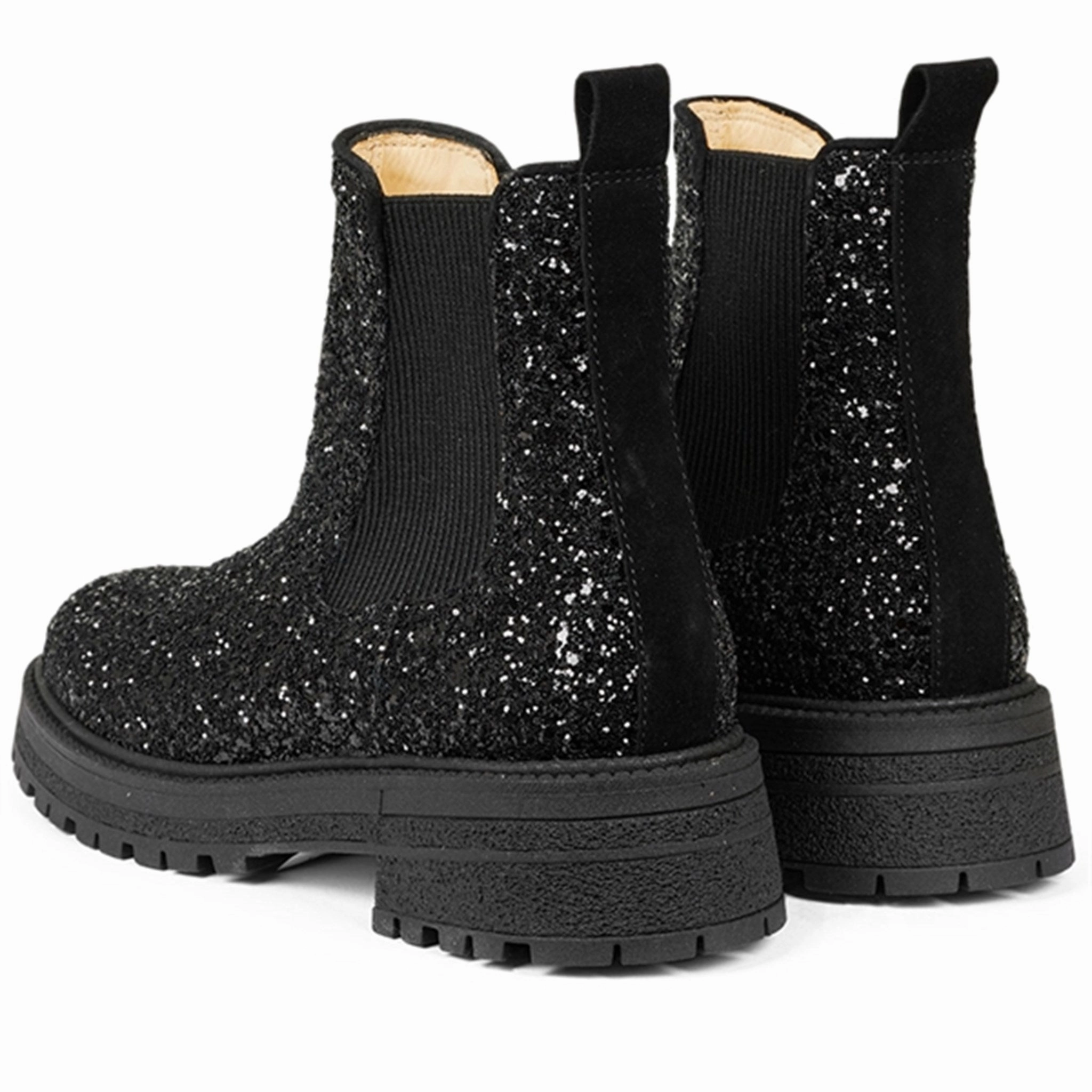 Angulus Chelsea Stvlet With Lace And Track-Sole Black Glitter/Black/Black