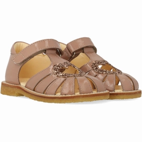 Angulus Clay/Clay Glitter Hjertesandal Med Glitter Hjerte Kids Closed Toe Sandals promo