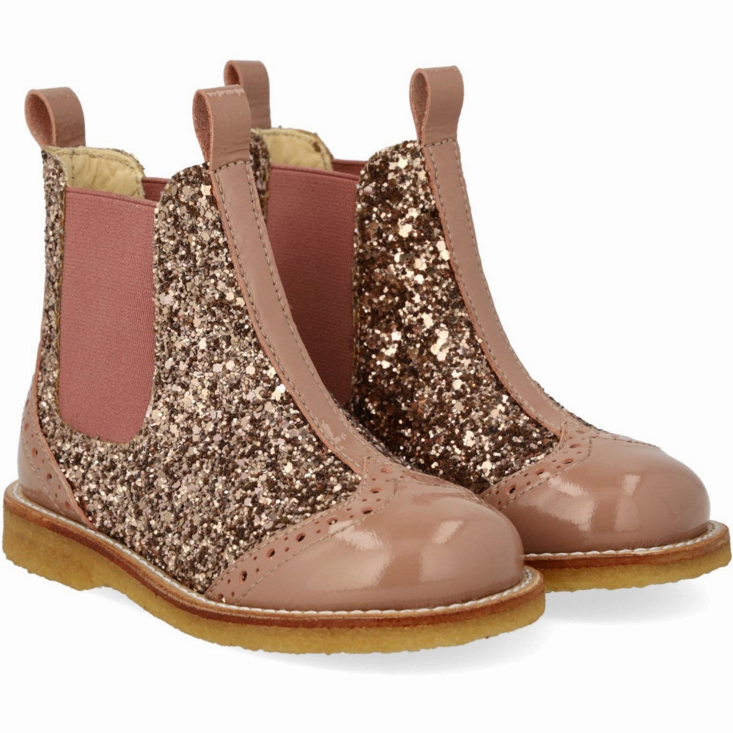 Angulus Clay/Clay Glitter/Rosa Chelsea Boot Med Glitter Og BrAndues Detaljer Kids Chelsea Boots sale