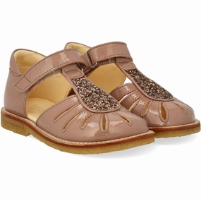 Angulus Clay/Clay Glitter Sandal with Drop Detail in Sparkling Glitter Kids Closed Toe Sandals promo