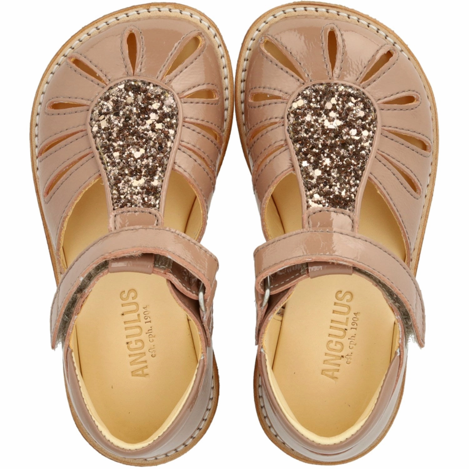 Angulus Clay/Clay Glitter Sandal with Drop Detail in Sparkling Glitter