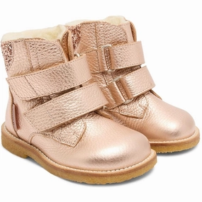 Angulus Copper/Maple Glitter Tex-Boot Med Glitter Og Velcro Closure Cheap Kids Winter Footwear
