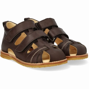 Angulus Dark Brown Beginner Sandal Med Velcro Closure Kids Closed Toe Sandals promo