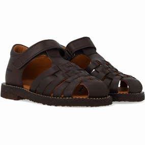 Angulus Dark Brown Braided Leathersandal Kids Closed Toe Sandals promo