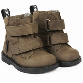 Angulus Dark olive Beginner Tex Boot with Logo Tape and Velcro Closure Cheap Kids Winter Footwear