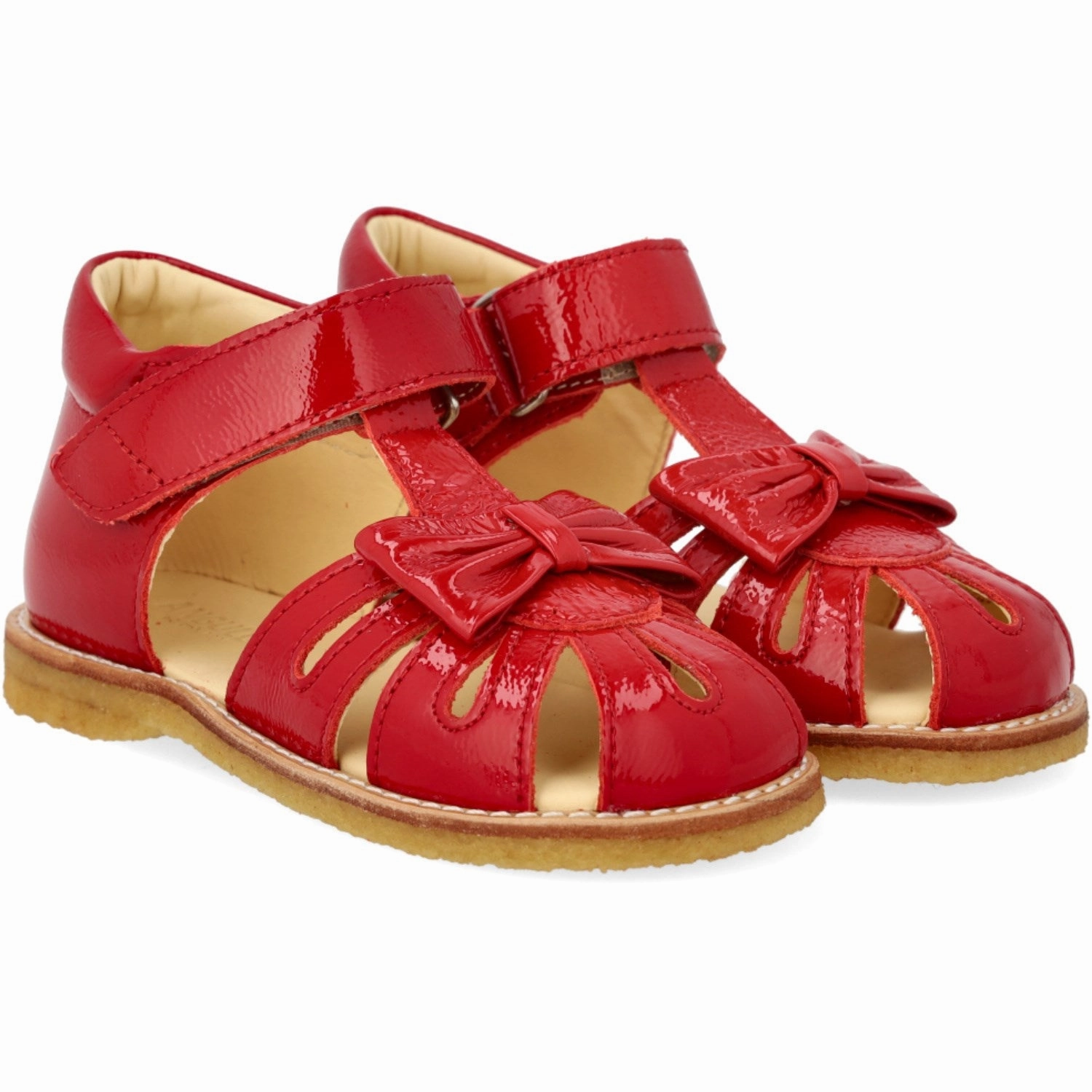 Angulus Dark Red Beginner Sandal with Bow and Velcro Closure Kids Closed Toe Sandals promo