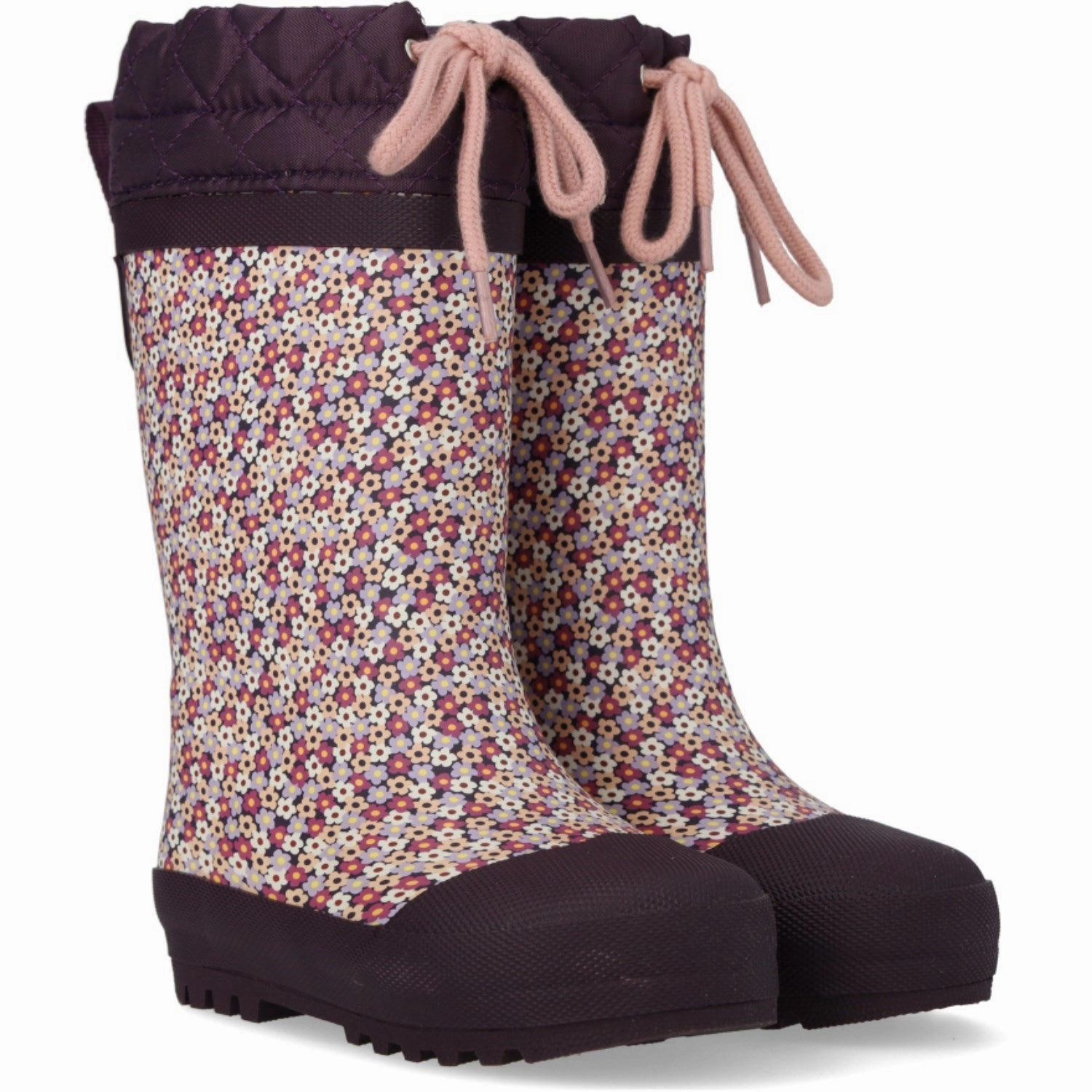 Angulus Flowers/Aubergine Rubber Boot Med Woolfor Kids Thermo Boots discount price