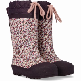 Angulus Flowers/Aubergine Rubber Boot Med Woolfor Kids Thermo Boots discount price