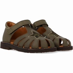 Angulus Forrest/Marshland print Leathersandal Med Stjernedetalje Kids Closed Toe Sandals promo
