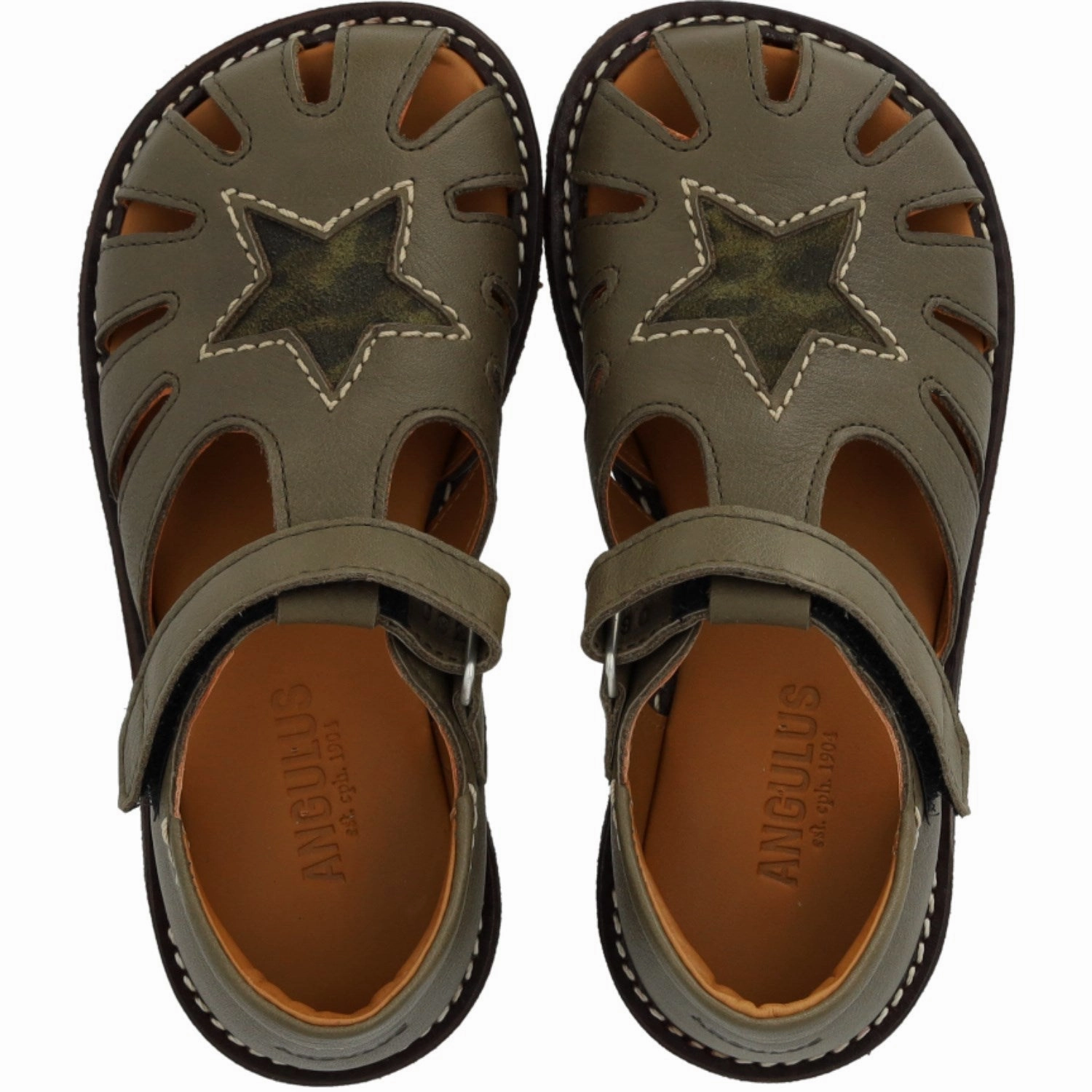 Angulus Forrest/Marshland print Leathersandal Med Stjernedetalje