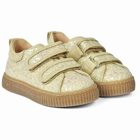 Angulus Glitter Sneaker M. Velcrolukning Lys Gul Glitter/Lys Gul Kids Velcro Sneakers discount