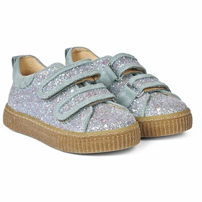 Angulus Glitter Sneaker W. Velcro Mint Glitter/Mint Kids Velcro Sneakers discount