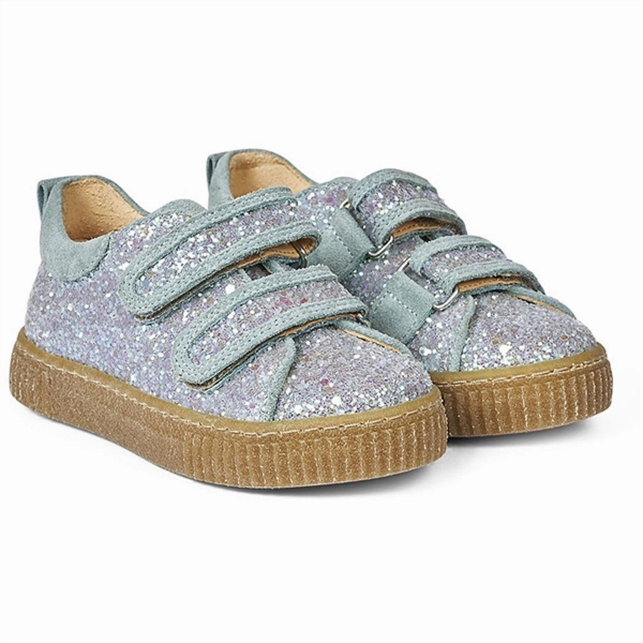 Angulus Glitter Sneaker W. Velcro Mint Glitter/Mint Kids Velcro Sneakers discount